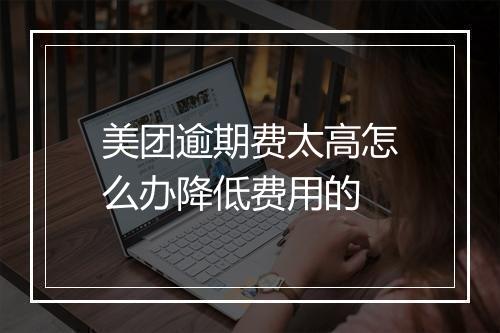 美团逾期费太高怎么办降低费用的