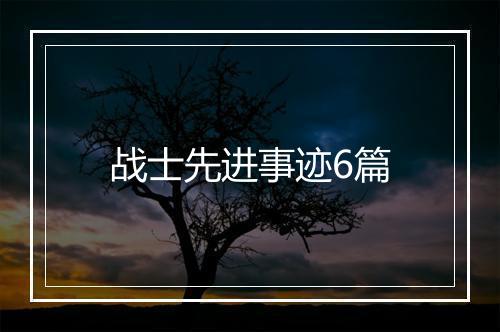 战士先进事迹6篇