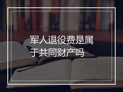 军人退役费是属于共同财产吗