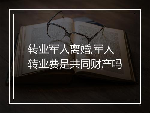 转业军人离婚,军人转业费是共同财产吗