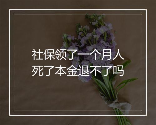 社保领了一个月人死了本金退不了吗