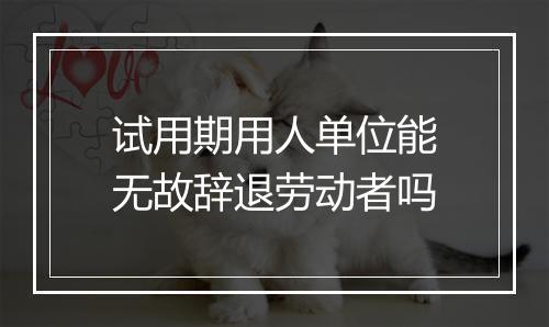 试用期用人单位能无故辞退劳动者吗