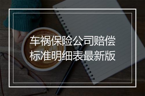 车祸保险公司赔偿标准明细表最新版