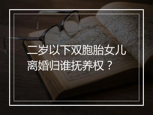 二岁以下双胞胎女儿离婚归谁抚养权？