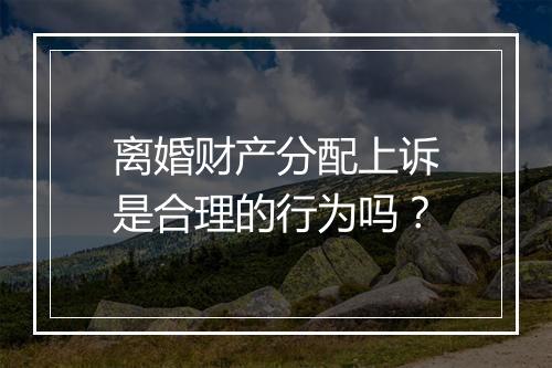 离婚财产分配上诉是合理的行为吗？