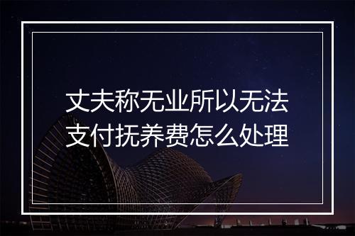 丈夫称无业所以无法支付抚养费怎么处理