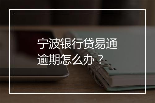 宁波银行贷易通逾期怎么办？