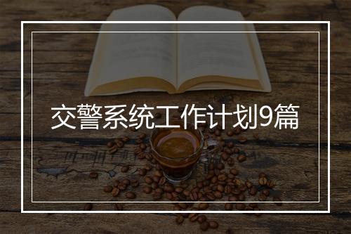 交警系统工作计划9篇