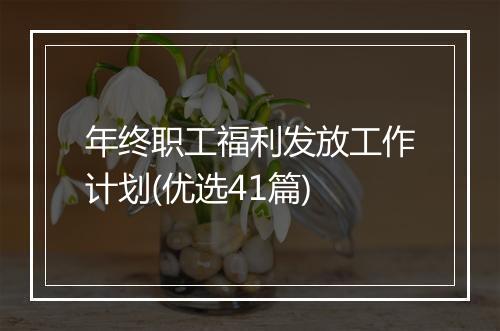 年终职工福利发放工作计划(优选41篇)