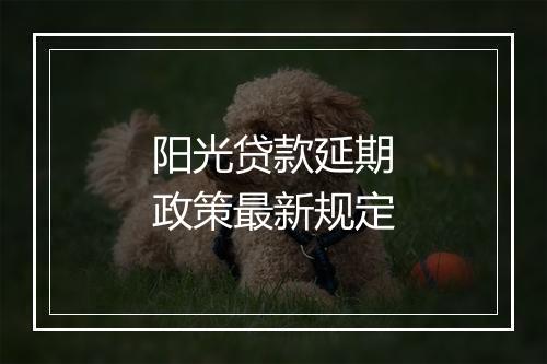 阳光贷款延期政策最新规定