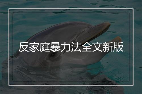 反家庭暴力法全文新版