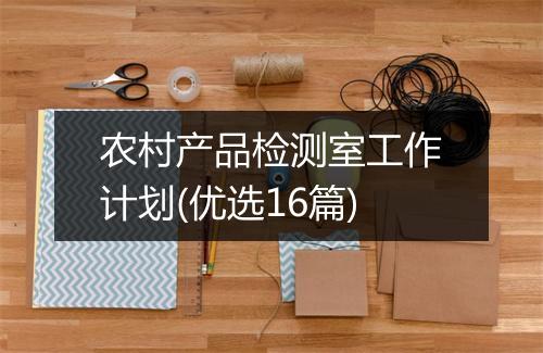农村产品检测室工作计划(优选16篇)