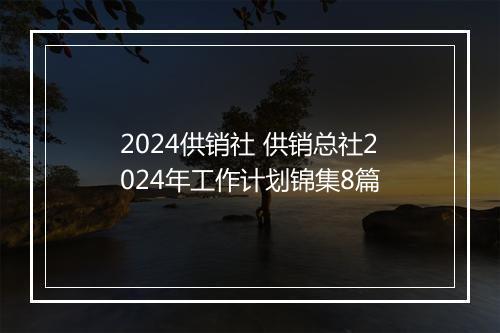 2024供销社 供销总社2024年工作计划锦集8篇