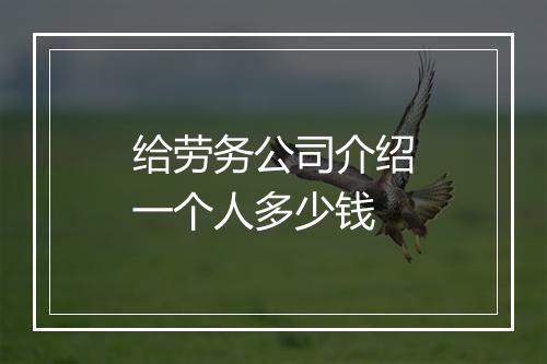 给劳务公司介绍一个人多少钱