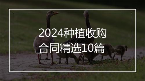 2024种植收购合同精选10篇
