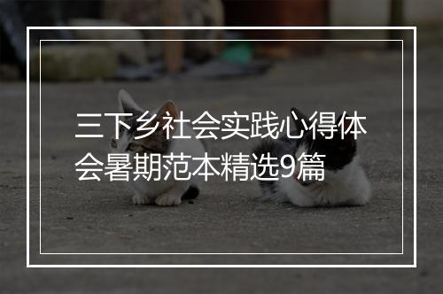 三下乡社会实践心得体会暑期范本精选9篇