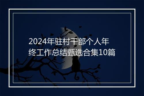 2024年驻村干部个人年终工作总结甄选合集10篇