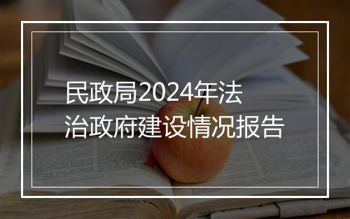 民政局2024年法治政府建设情况报告