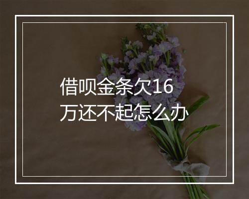 借呗金条欠16万还不起怎么办
