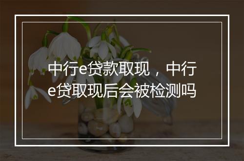 中行e贷款取现，中行e贷取现后会被检测吗