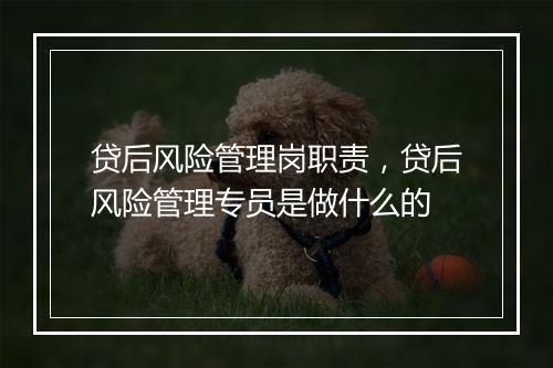 贷后风险管理岗职责，贷后风险管理专员是做什么的