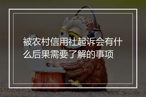 被农村信用社起诉会有什么后果需要了解的事项