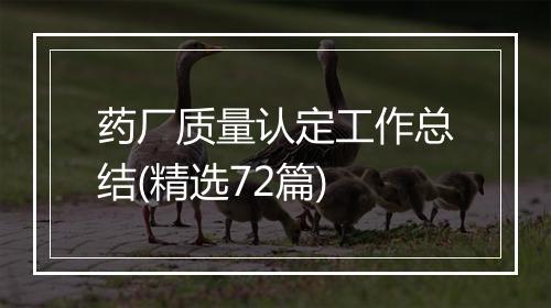 药厂质量认定工作总结(精选72篇)