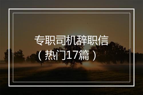 专职司机辞职信（热门17篇）