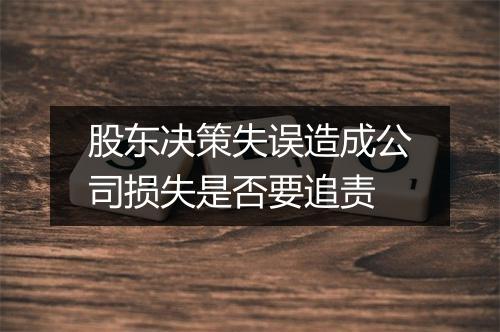 股东决策失误造成公司损失是否要追责