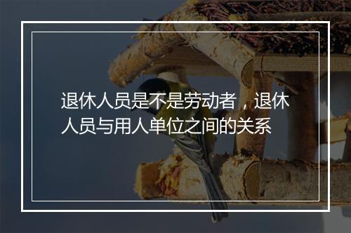 退休人员是不是劳动者，退休人员与用人单位之间的关系