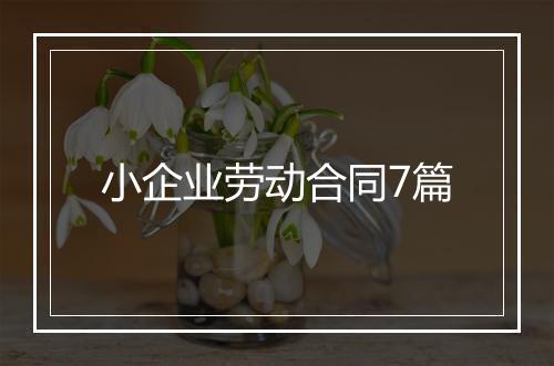 小企业劳动合同7篇