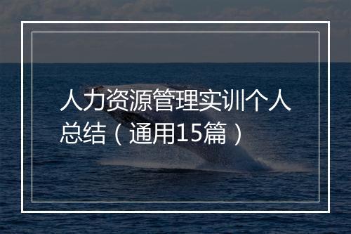 人力资源管理实训个人总结（通用15篇）