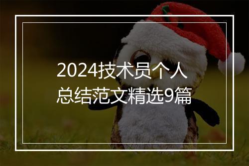 2024技术员个人总结范文精选9篇