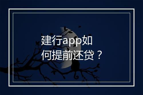 建行app如何提前还贷？