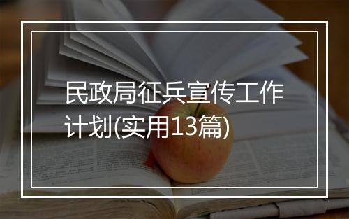 民政局征兵宣传工作计划(实用13篇)
