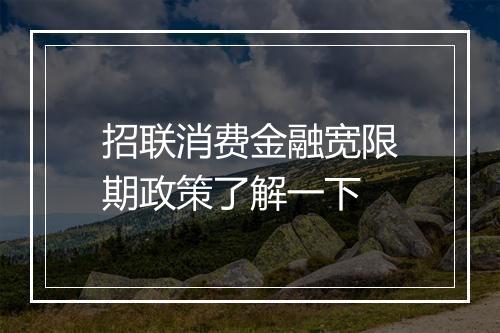 招联消费金融宽限期政策了解一下