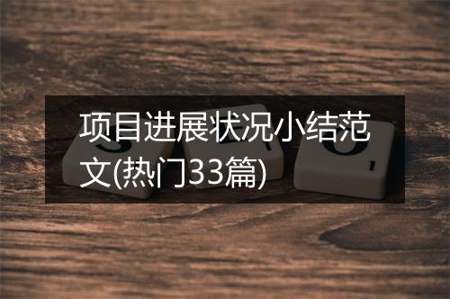 项目进展状况小结范文(热门33篇)