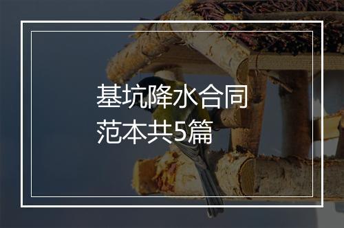 基坑降水合同范本共5篇