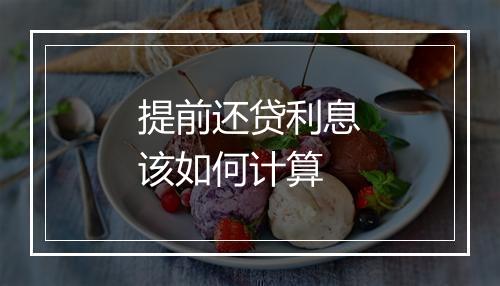 提前还贷利息该如何计算