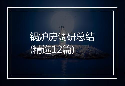 锅炉房调研总结(精选12篇)