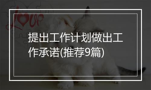 提出工作计划做出工作承诺(推荐9篇)
