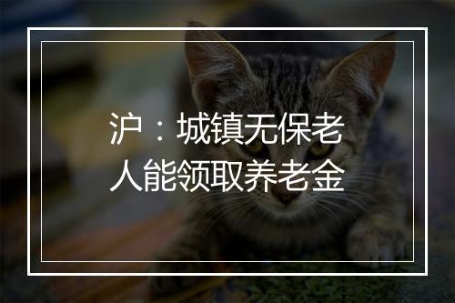 沪：城镇无保老人能领取养老金