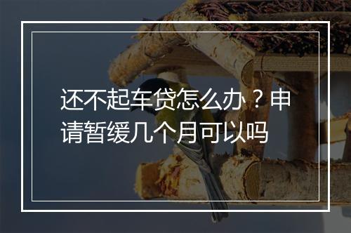 还不起车贷怎么办？申请暂缓几个月可以吗