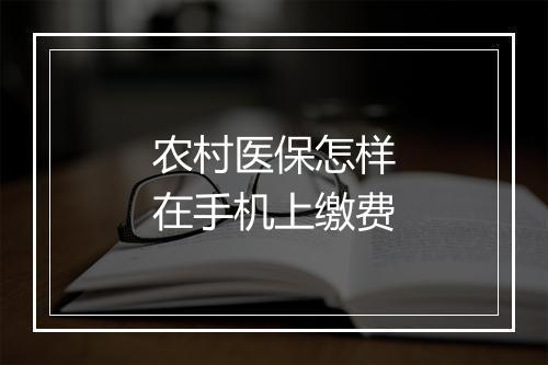 农村医保怎样在手机上缴费