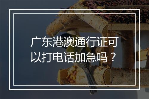 广东港澳通行证可以打电话加急吗？
