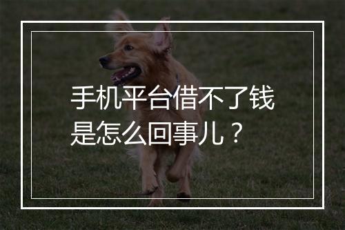 手机平台借不了钱是怎么回事儿？