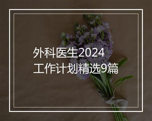 外科医生2024工作计划精选9篇