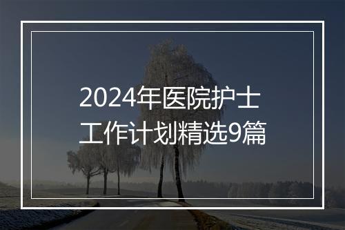 2024年医院护士工作计划精选9篇