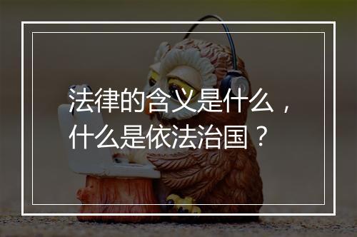 法律的含义是什么，什么是依法治国？