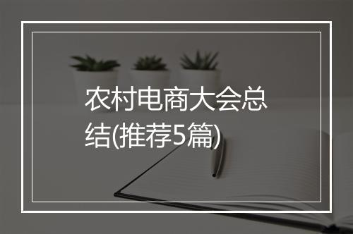 农村电商大会总结(推荐5篇)